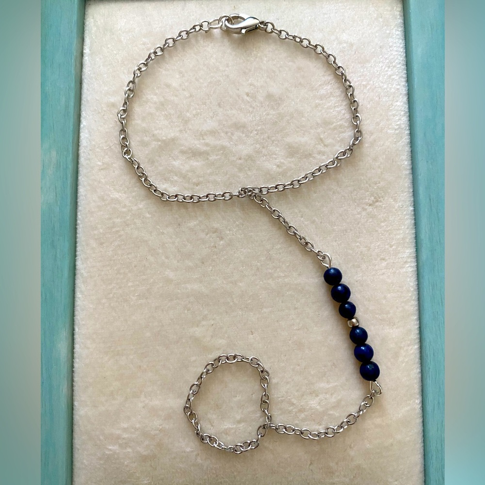 Lapis lazuli finger ring kundan bracelet